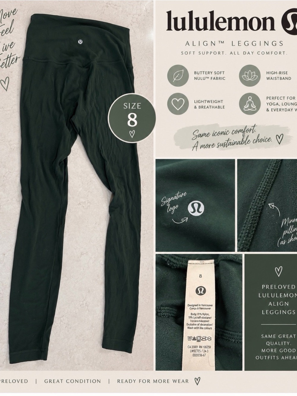 lululemon athletica Kids' Align Leggings in Dark Green